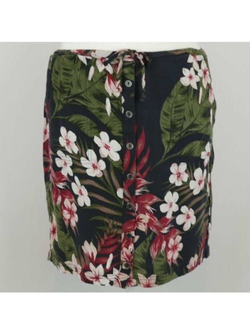 Chaser Women's Small Blue Pink Tropical Floral Lightweight Pull On Mini Skirt